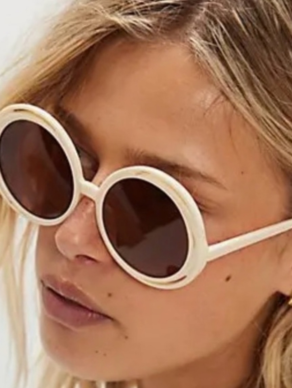NWT Free People Round White Frame Sunglasses with Brown Lenses
